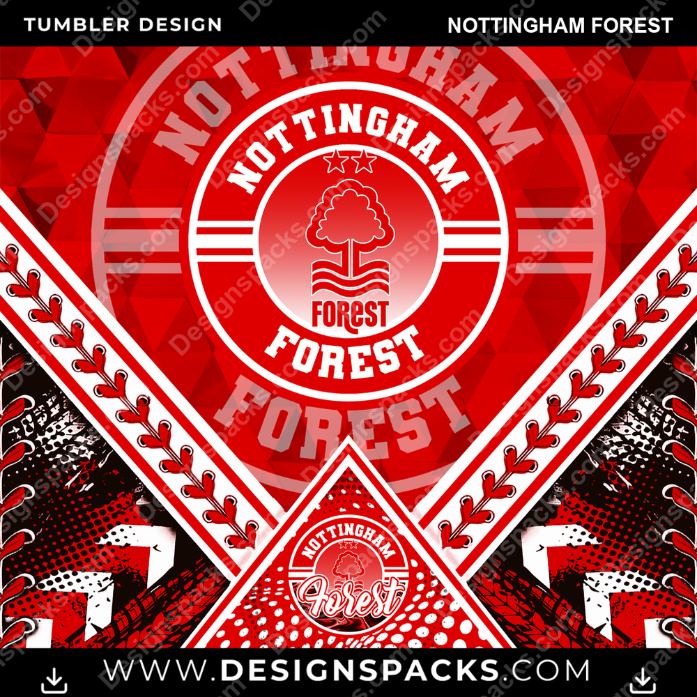 Soccer UK Diamond Nottingham Forest Tumbler Digital Wrap Design