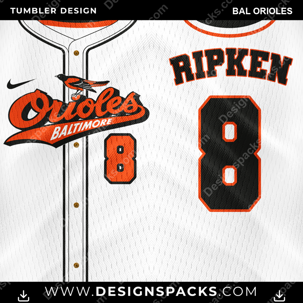 Baseball Jersey BAL Orioles Tumbler Digital Wrap Design
