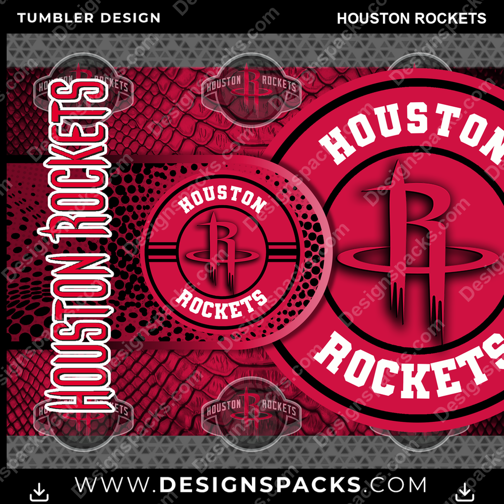 Basketball Hyper Houston Rockets Tumbler Digital Wrap Design