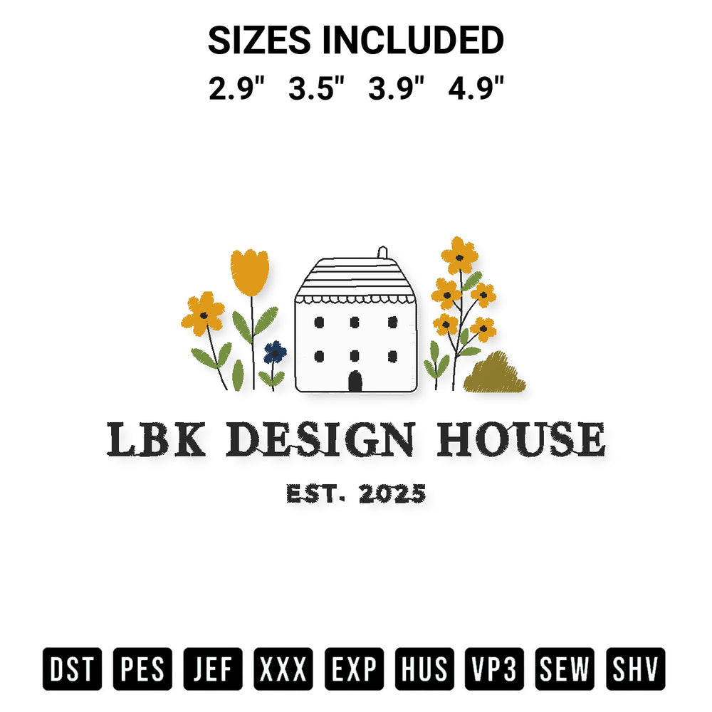 Elevate your next project with our Lbk Design House Embroidery Design embroidery file. Shop high-quality digital patterns instantly at Designspacks.com. Available sizes: 2.9", 3.5", 3.9", 4.9".