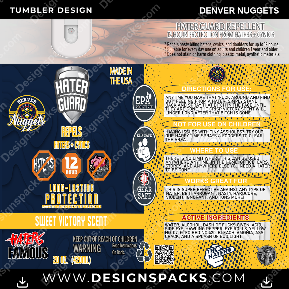 Basketball Hater Guard Denver Nuggets NBA Basketball Tumbler Digital Wrap Design Download