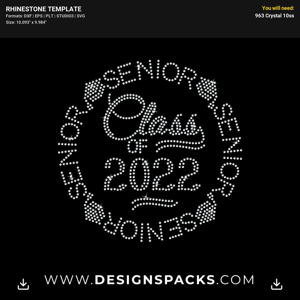 Class 2022 Senior Circle Rhinestone Digital Template