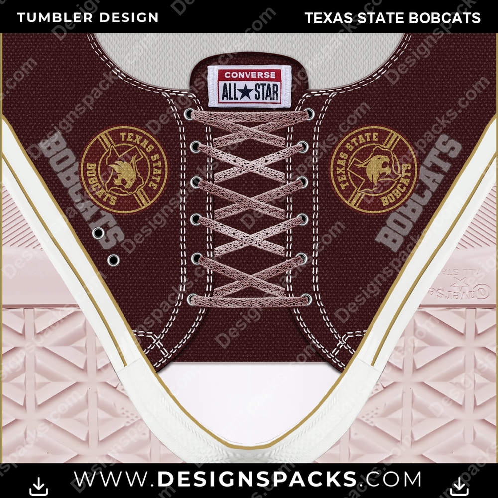College Sport Converse Texas State Bobcats Tumbler Digital Wrap Design
