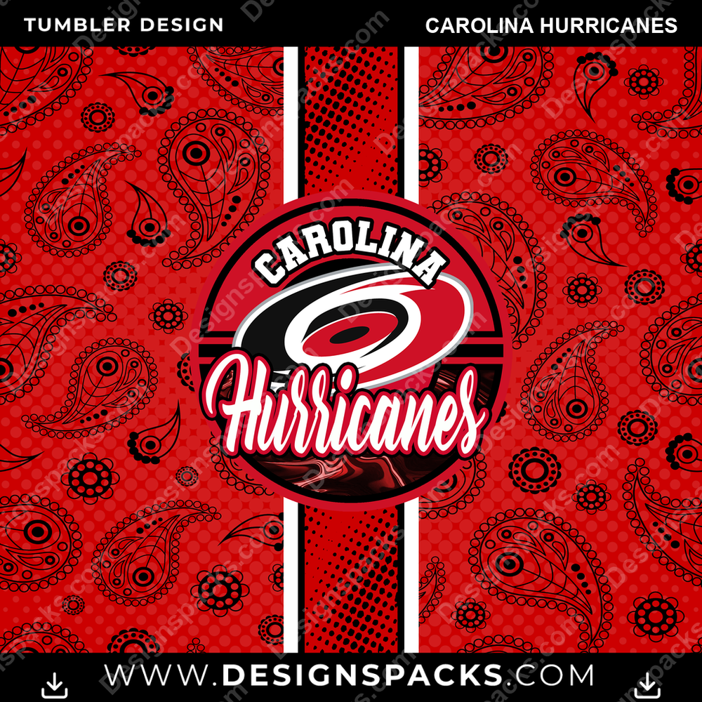 Hockey Handkerchief Carolina Hurricanes NHL Hockey Tumbler Digital Wrap Design Download