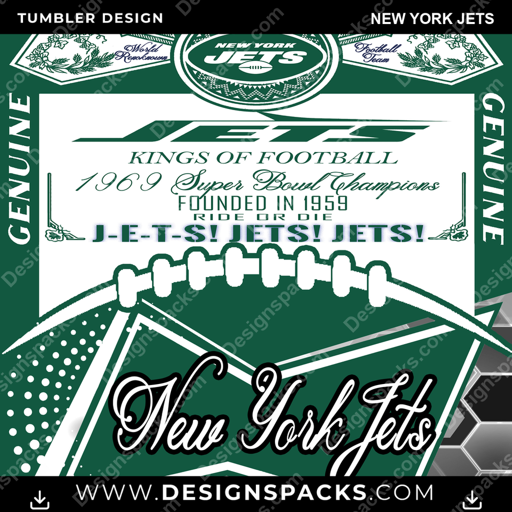 Football Bud New York Jets NFL Football Tumbler Digital Wrap Design Download
