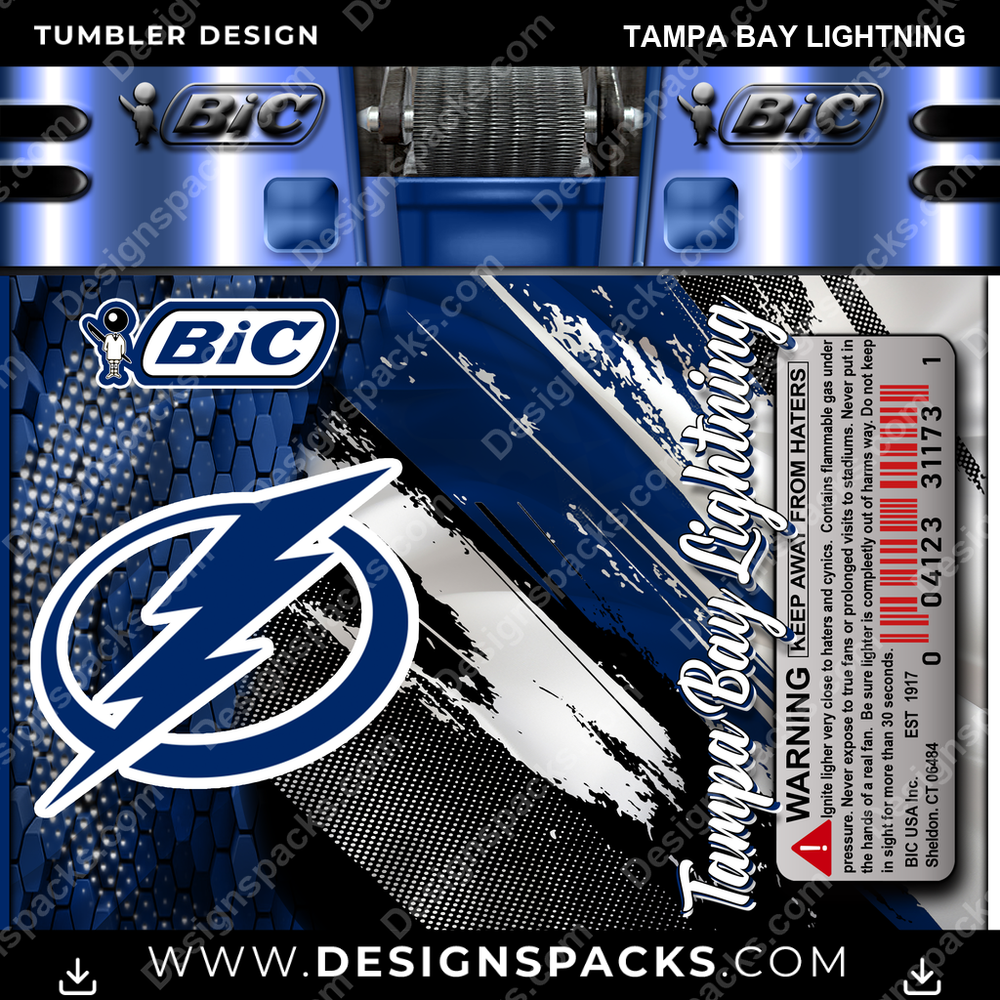 Hockey BIC Lighter Tampa Bay Lightning Tumbler Digital Wrap Design
