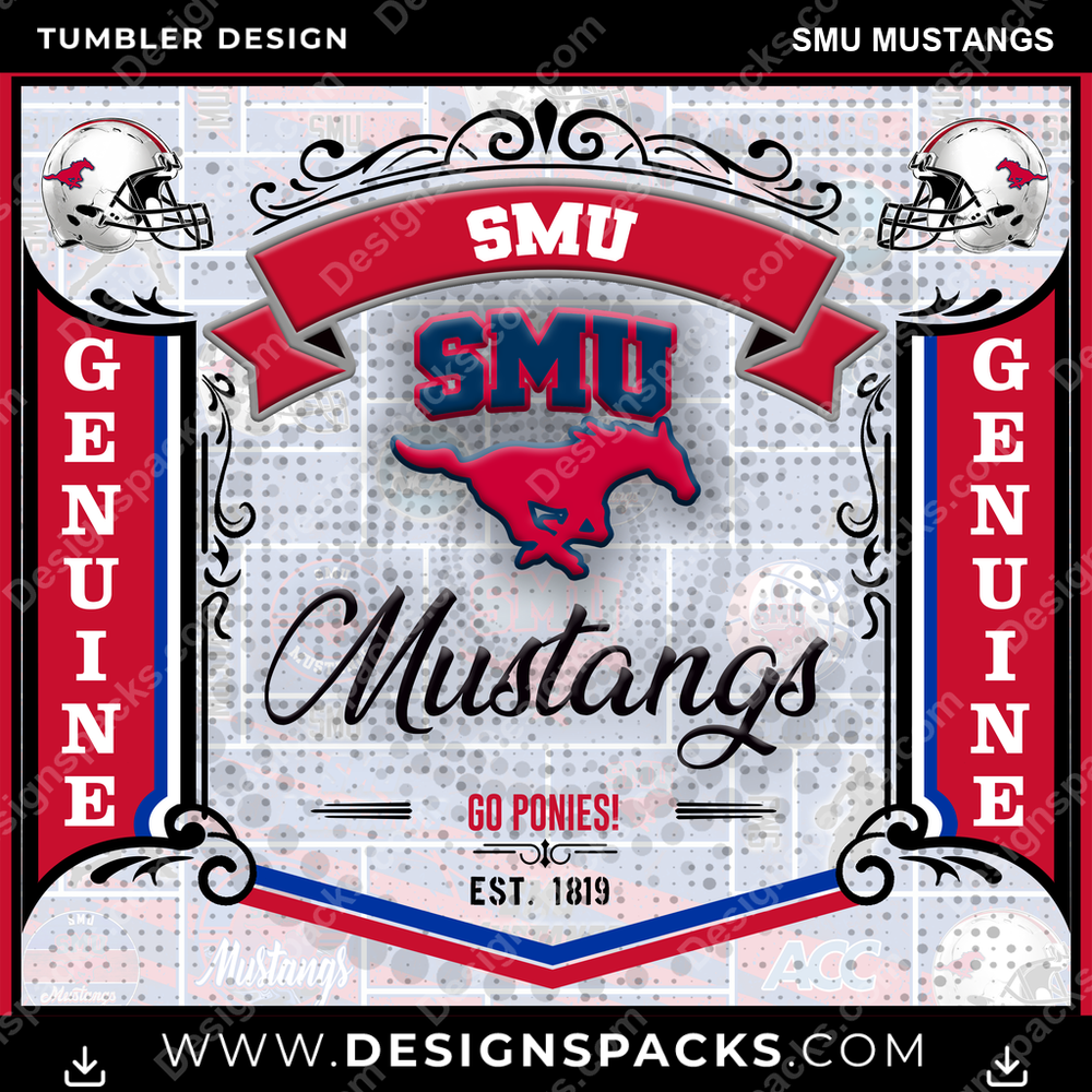 College Sport Bud SMU Mustangs Tumbler Digital Wrap Design