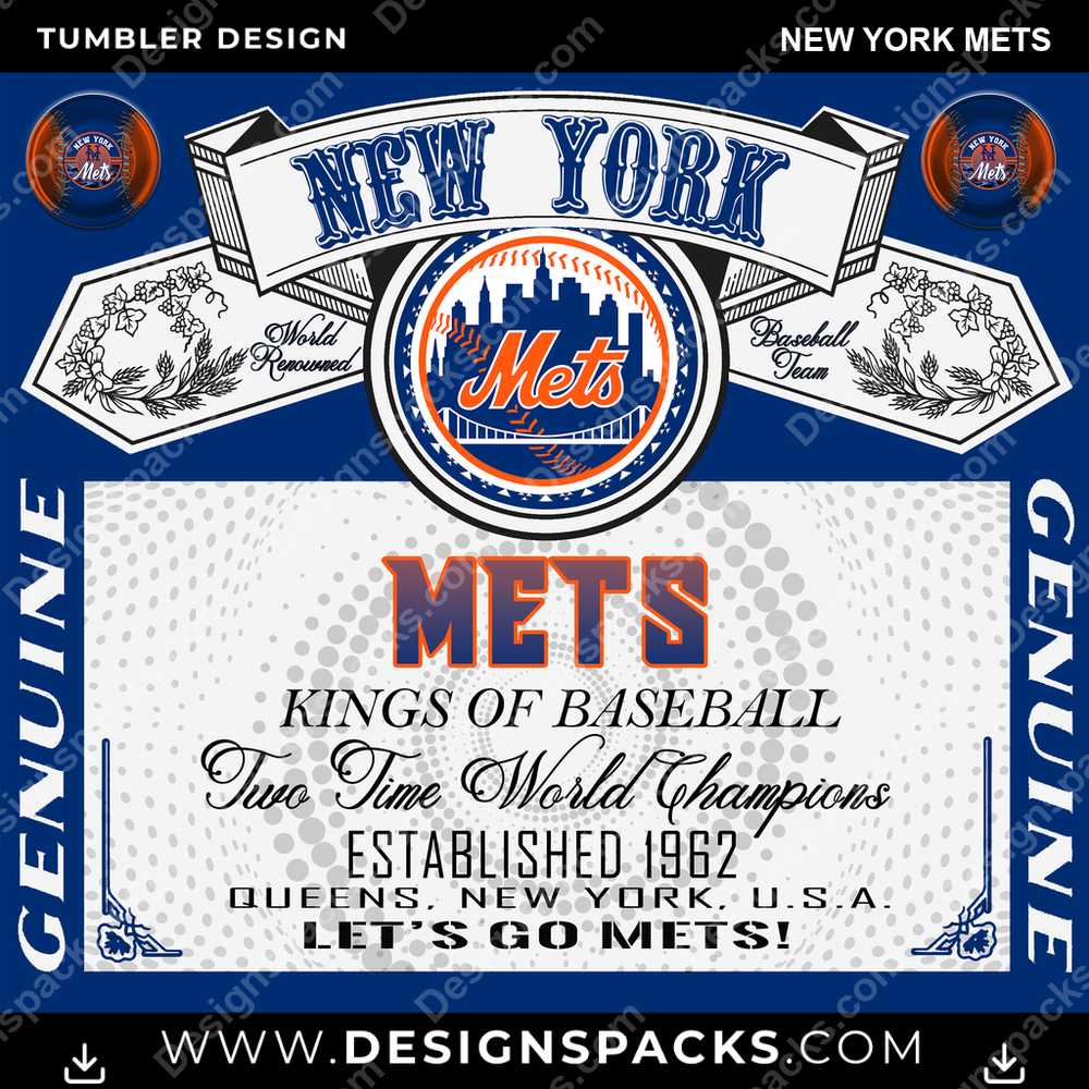 Diseño de Envoltura Digital de Vaso de Béisbol Budweiser New York Mets