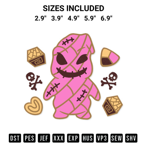 Get the Halloween Oogie Boogie Concha Embroidery Design embroidery design for your custom crafts! Premium digitized files available for instant download at Designspacks.com. Available sizes: 2.9