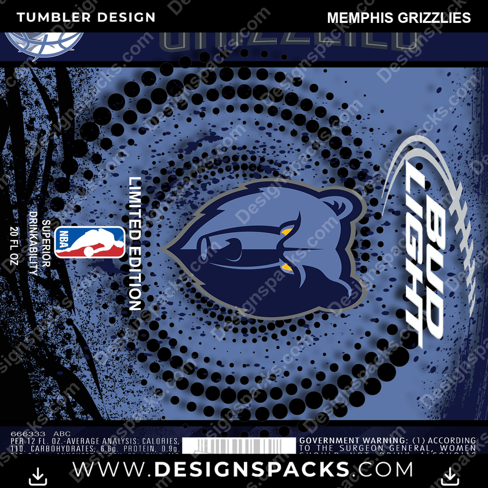 Basketball Bud Memphis Grizzlies Tumbler Digital Wrap Design