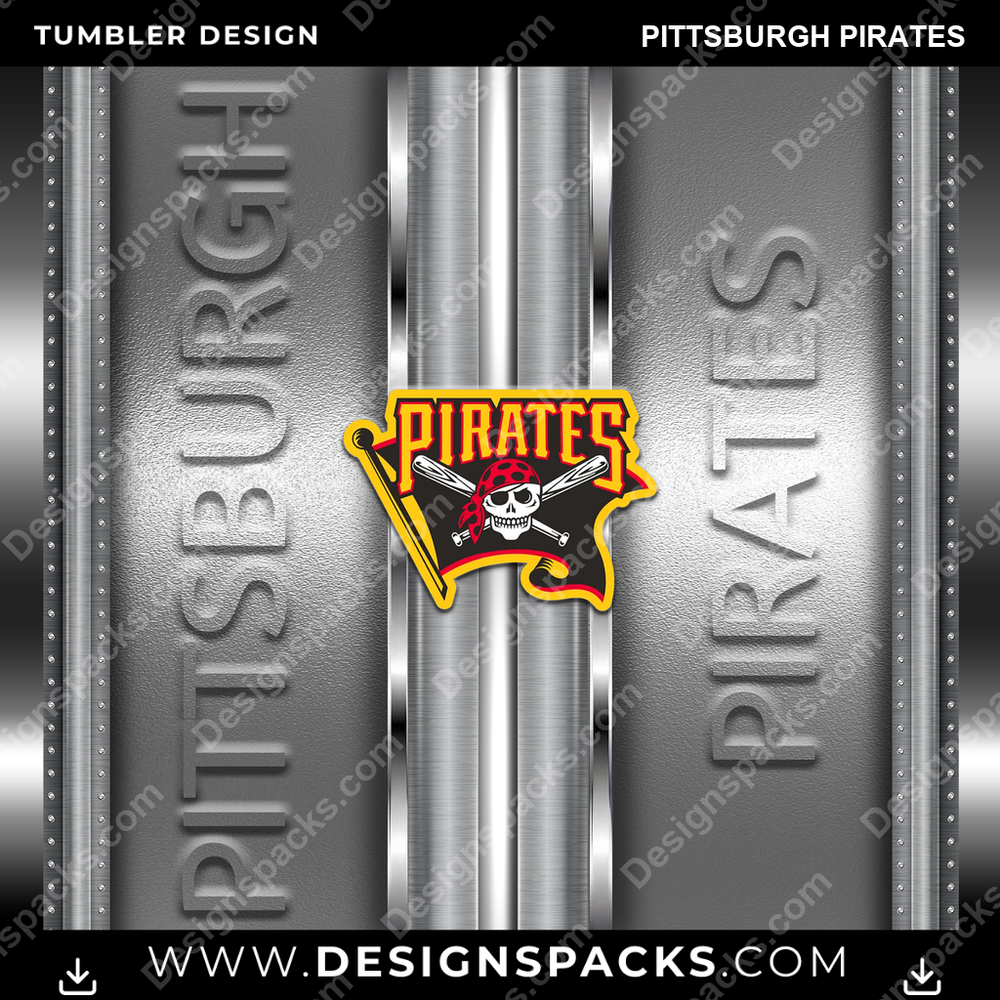 Baseball Metallic Pittsburgh Pirates Tumbler Digital Wrap Design