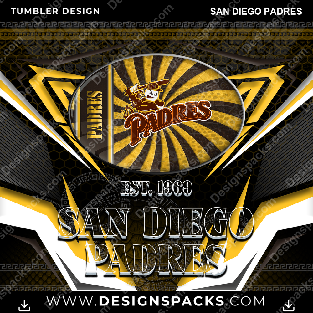 Baseball Tribal San Diego Padres Tumbler Digital Wrap Design