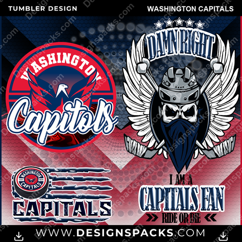 Hockey Skull Team Washington Capitals Tumbler Digital Wrap Design