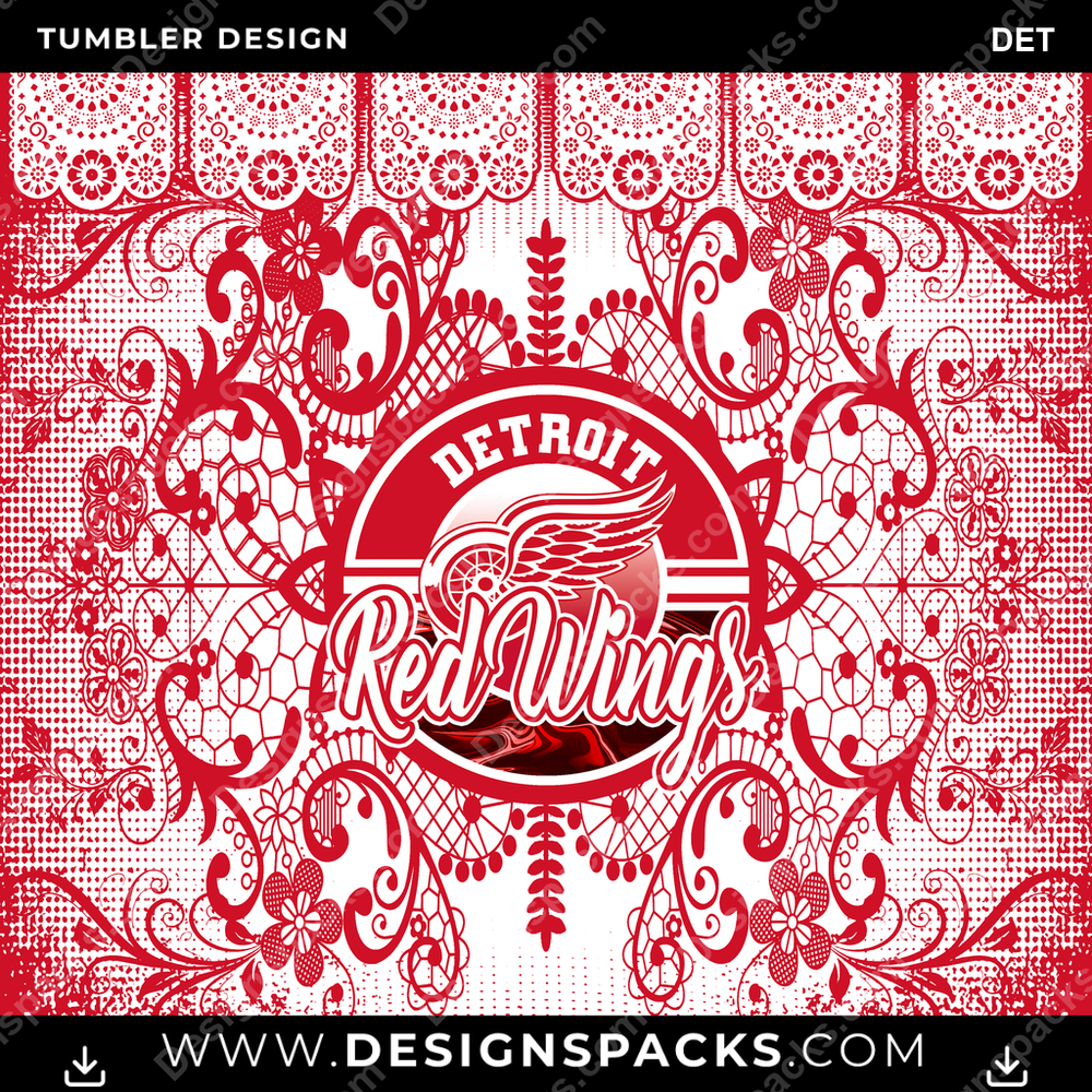 Ice Hockey Lace & Logos DET Tumbler Digital Wrap Design