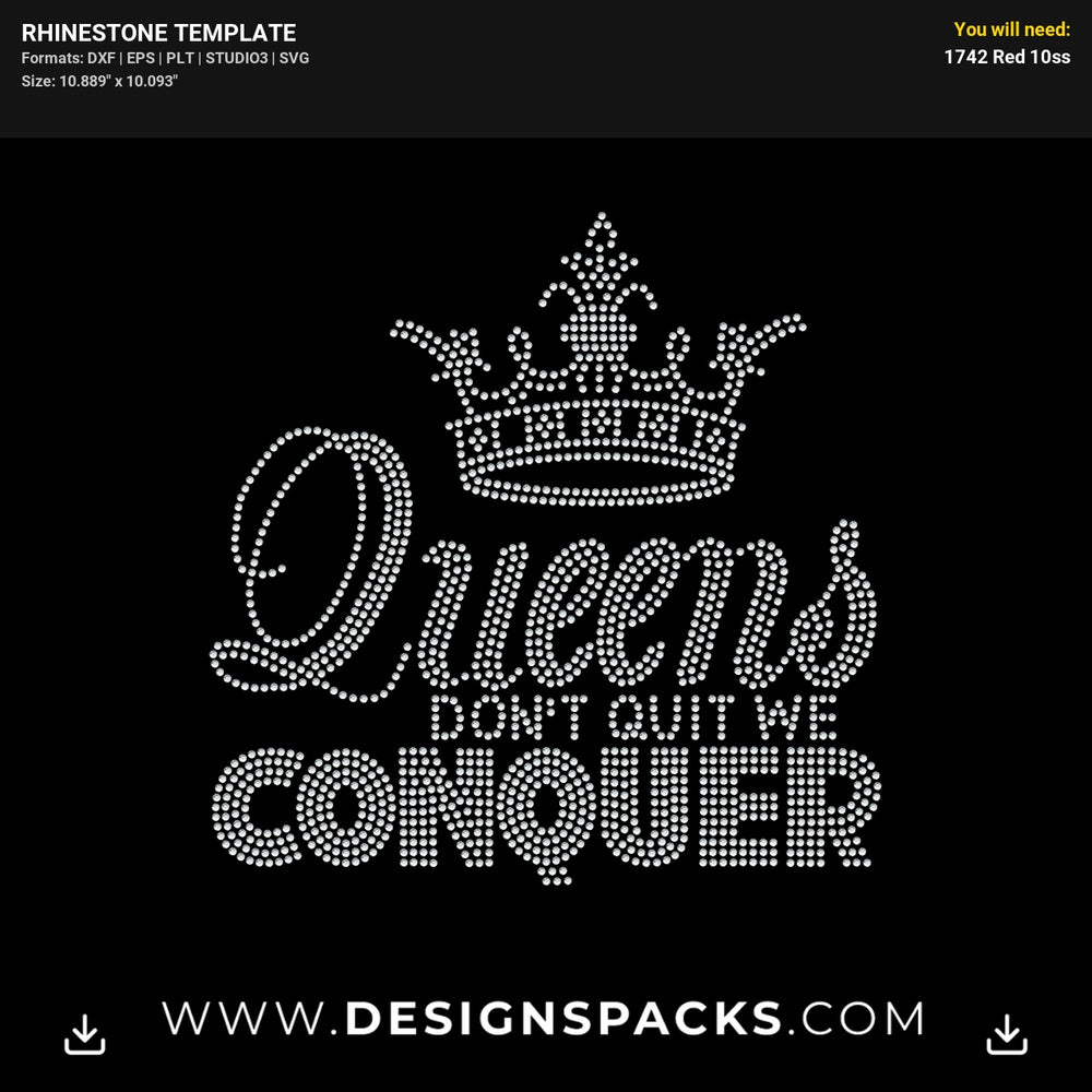 Queens Conquer Rhinestone Digital Template