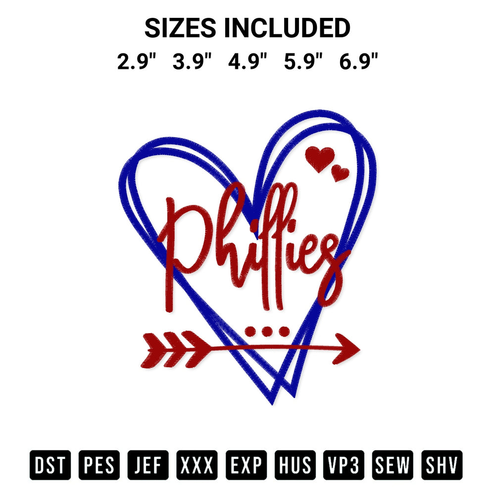 Elevate your next project with our Philadelphia Phillies Heart Embroidery Design embroidery file. Shop high-quality digital patterns instantly at Designspacks.com. Available sizes: 2.9", 3.9", 4.9", 5.9", 6.9".