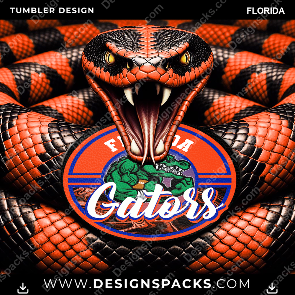 College Sport Rattle Snake Florida Tumbler Digital Wrap Design
