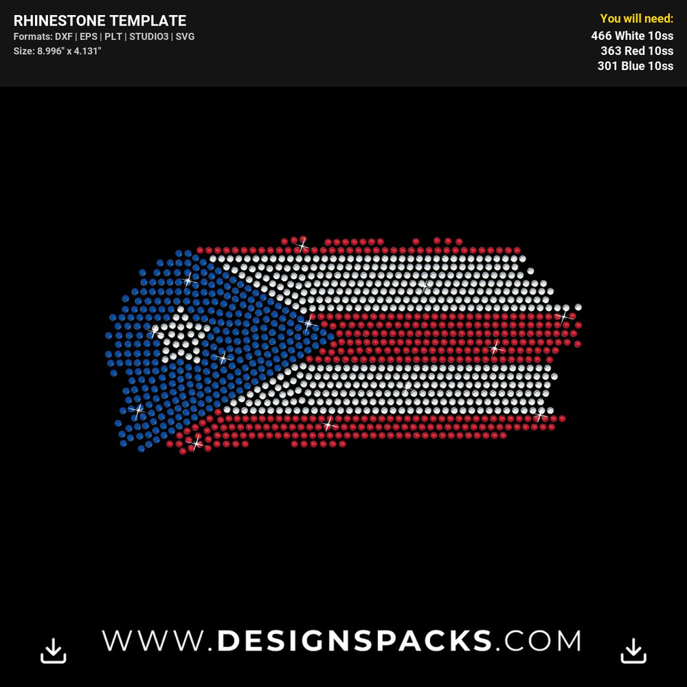 Puerto Rico Flag Rhinestone Digital Template
