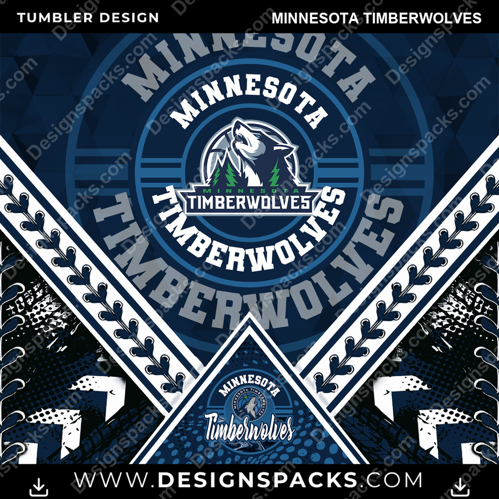 Basketball Diamond Minnesota Timberwolves Tumbler Digital Wrap Design