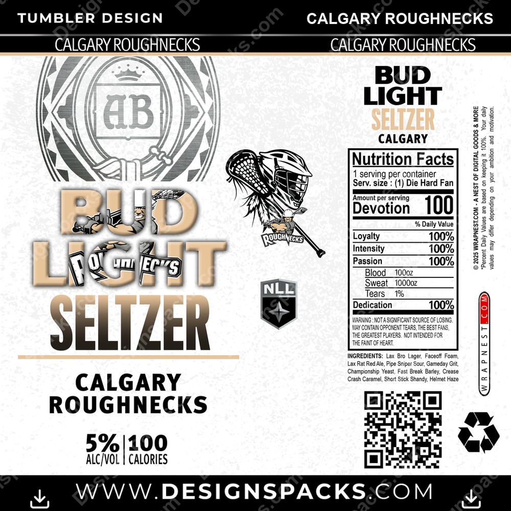 Lacrosse Bud Light Seltzer Calgary Roughnecks Tumbler Digital Wrap Design