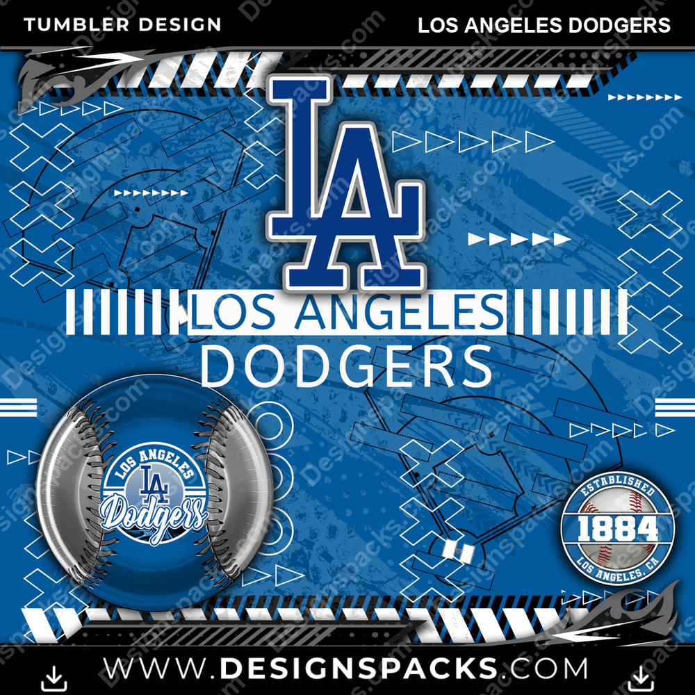 Baseball Xs & Os Los Angeles Dodgers Tumbler Digital Wrap Design