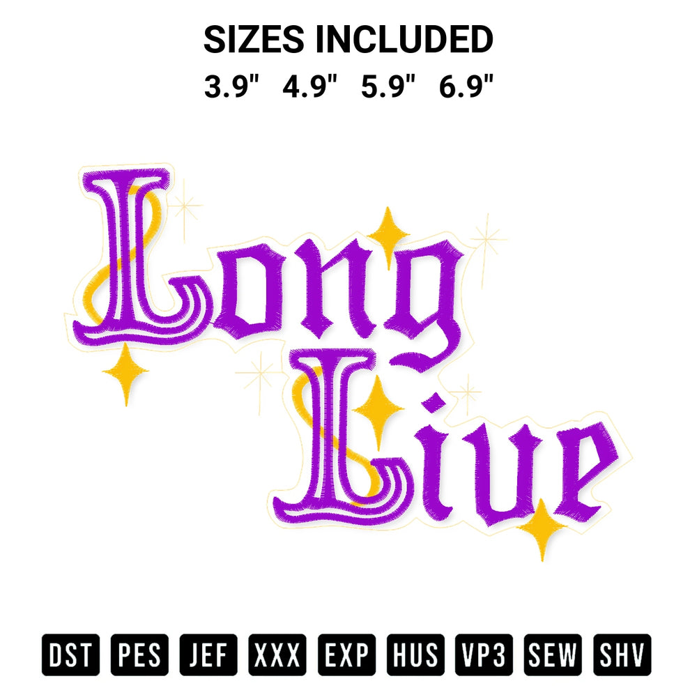 Get the Long Live Tv Speak Now Embroidery Design embroidery design for your custom crafts! Premium digitized files available for instant download at Designspacks.com. Available sizes: 3.9", 4.9", 5.9", 6.9".