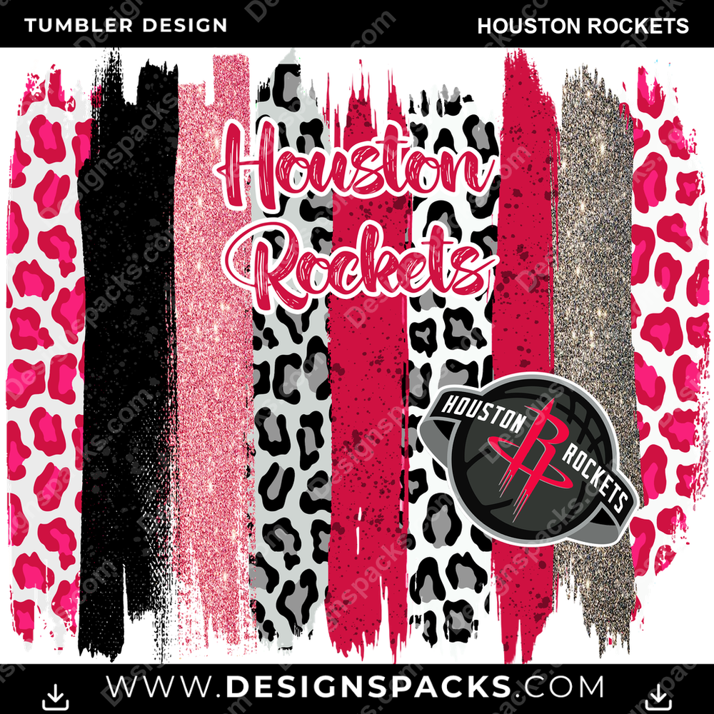 Basketball Brush Strokes Houston Rockets Tumbler Digital Wrap Design