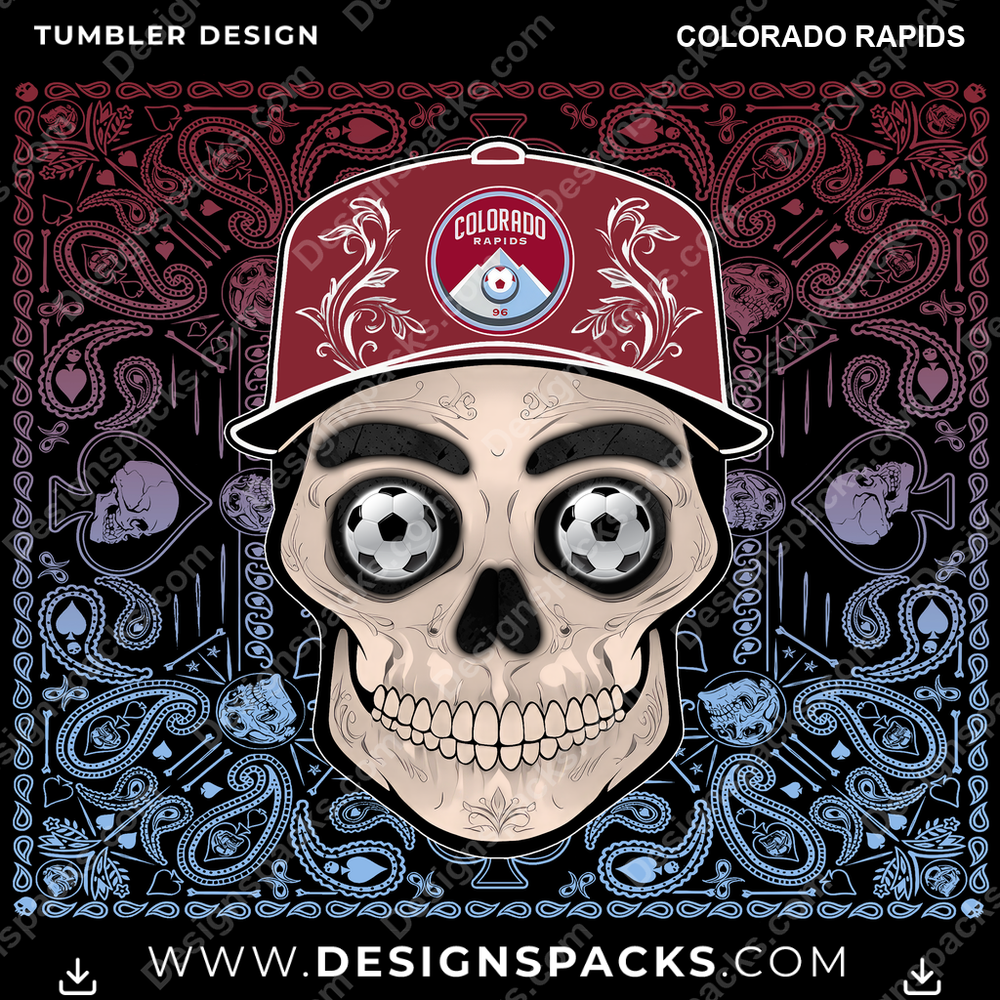 US Soccer Skull Handkerchief Colorado Rapids Tumbler Digital Wrap Design