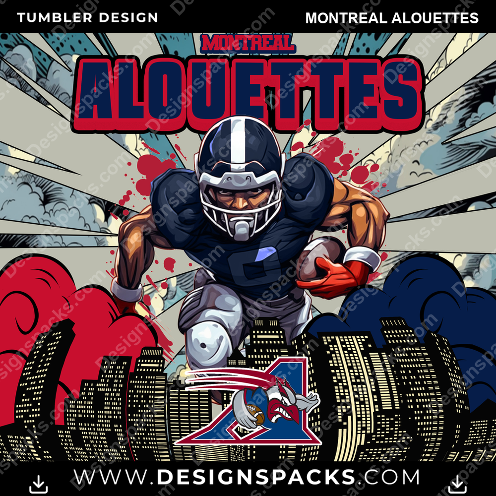 Canada Football Comic Cover Montreal Alouettes CFL Canada Tumbler Digital Wrap Design Download