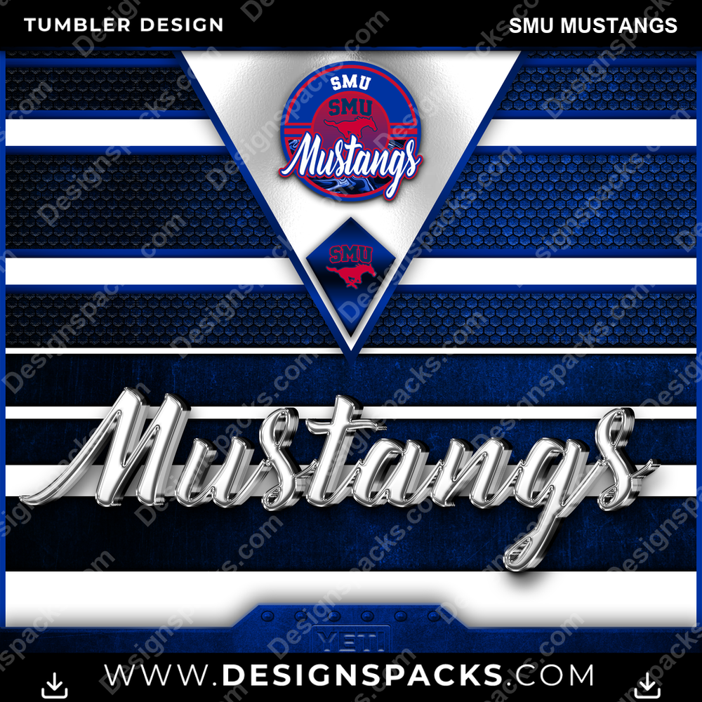 College Sport YETI SMU Mustangs Tumbler Digital Wrap Design