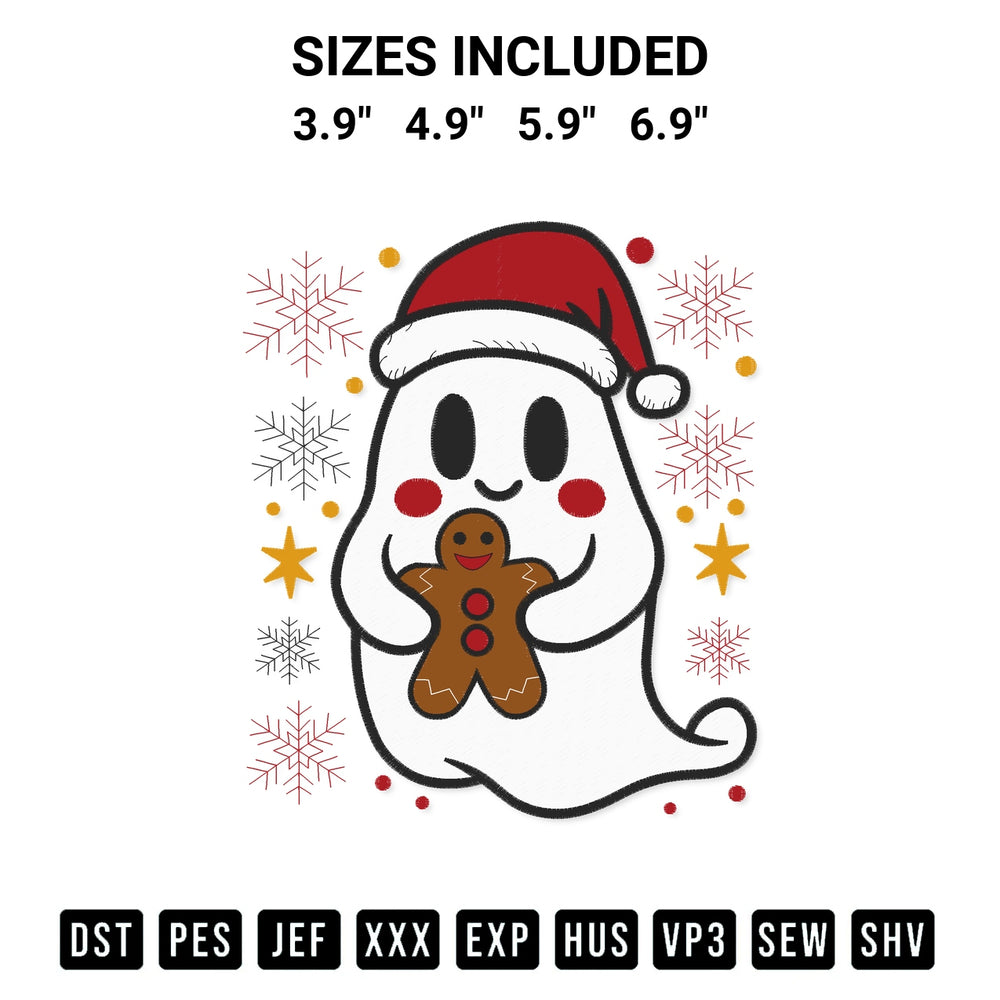Download the Christmas Ghost Gingerbread Santa Embroidery Design machine embroidery design exclusively at Designspacks.com. Premium digitized pattern for apparel and DIY crafts. Available sizes: 3.9", 4.9", 5.9", 6.9".