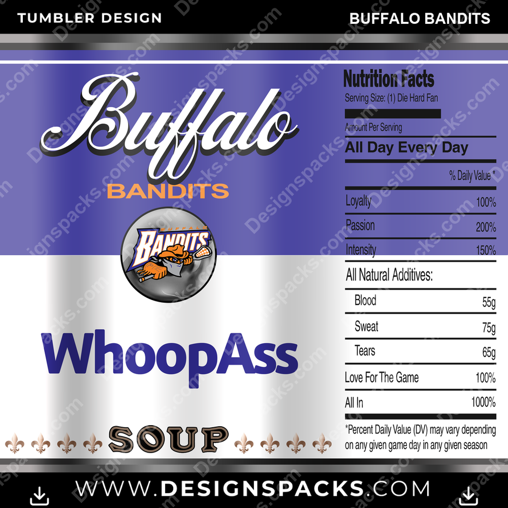 Lacrosse Soup Can Buffalo Bandits Tumbler Digital Wrap Design