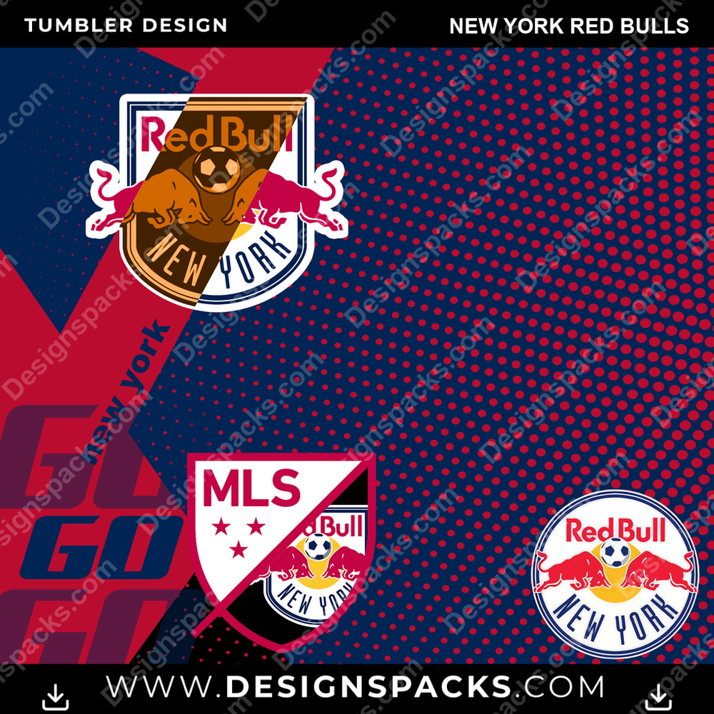US Soccer GO New York Red Bulls Tumbler Digital Wrap Design Download