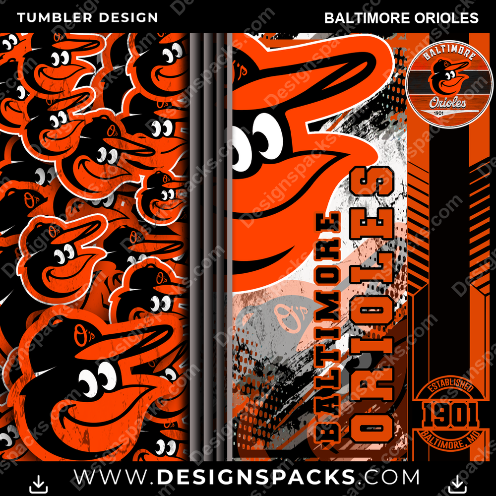 Baseball Sports Baltimore Orioles Tumbler Digital Wrap Design