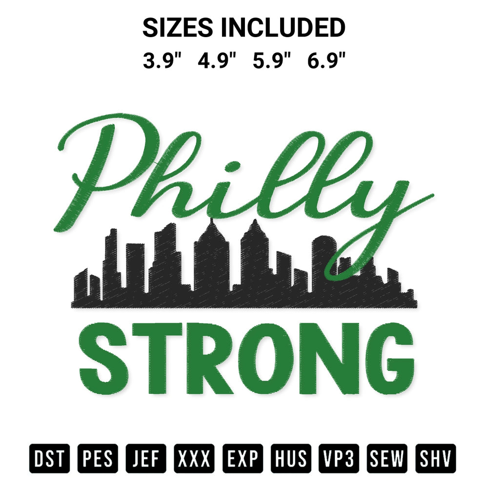 Download the Philly Strong Philadelphia Eagles Football Philly Football Team Embroidery Design machine embroidery design exclusively at Designspacks.com. Premium digitized pattern for apparel and DIY crafts. Available sizes: 3.9", 4.9", 5.9", 6.9".
