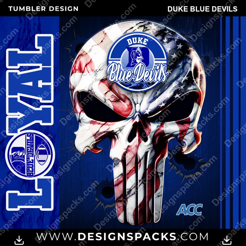 College Sport Loyal Duke Blue Devils Tumbler Digital Wrap Design