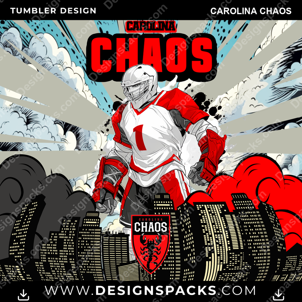 Lacrosse Comic Cover Carolina Chaos Tumbler Digital Wrap Design