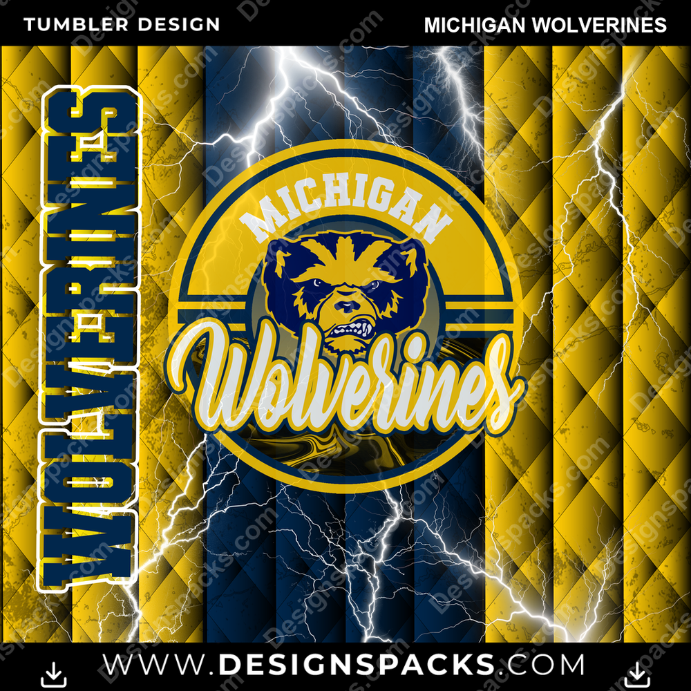 College Sport Diamond Michigan Wolverines Tumbler Digital Wrap Design