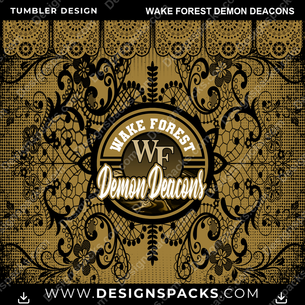 College Sport Lace & Logo Wake Forest Demon Deacons Tumbler Digital Wrap Design