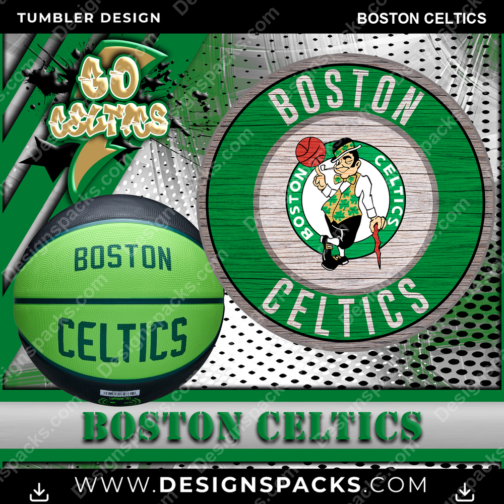 Basketball Go Team Boston Celtics Tumbler Digital Wrap Design