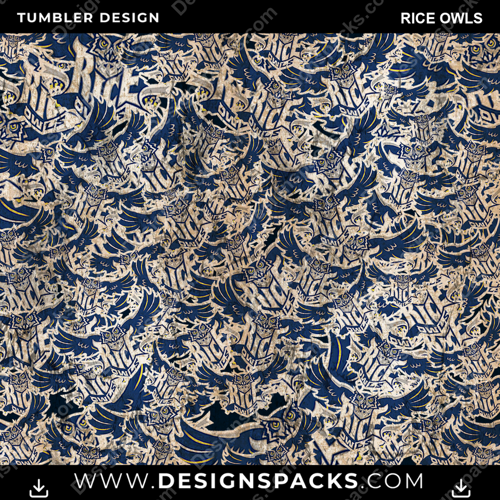 College Sport Logo BG Rice Owls NCAA College Sport Tumbler Digital Wrap Design Download