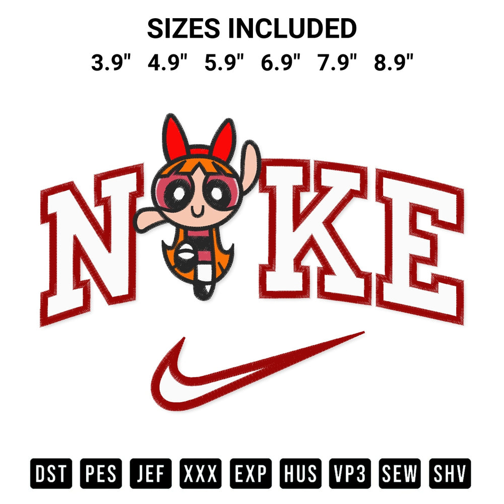 Add a unique touch to your apparel with the Nike The Powerpuff Girls 3 Embroidery Design embroidery file. Premium instant download available now on Designspacks.com. Available sizes: 3.9", 4.9", 5.9", 6.9", 7.9", 8.9".
