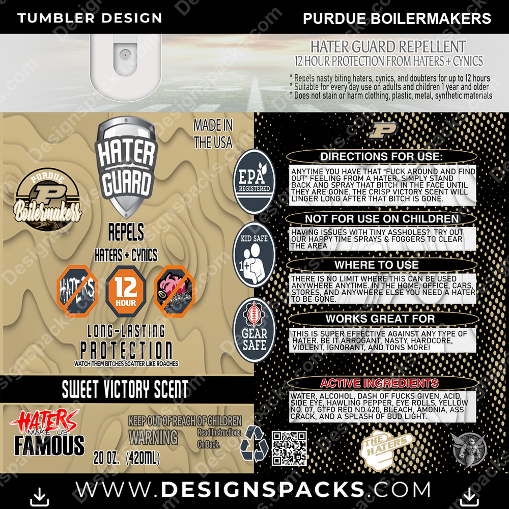College Sport Hater Guard Purdue Boilermakers NCAA College Sport Tumbler Digital Wrap Design Download