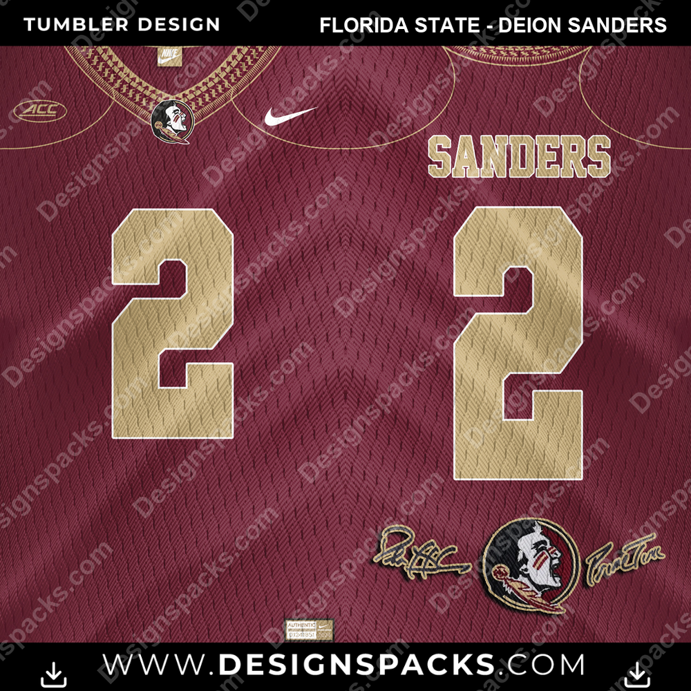 College Sport Jersey Florida State - Deion Sanders NCAA College Sport Tumbler Digital Wrap Design Download