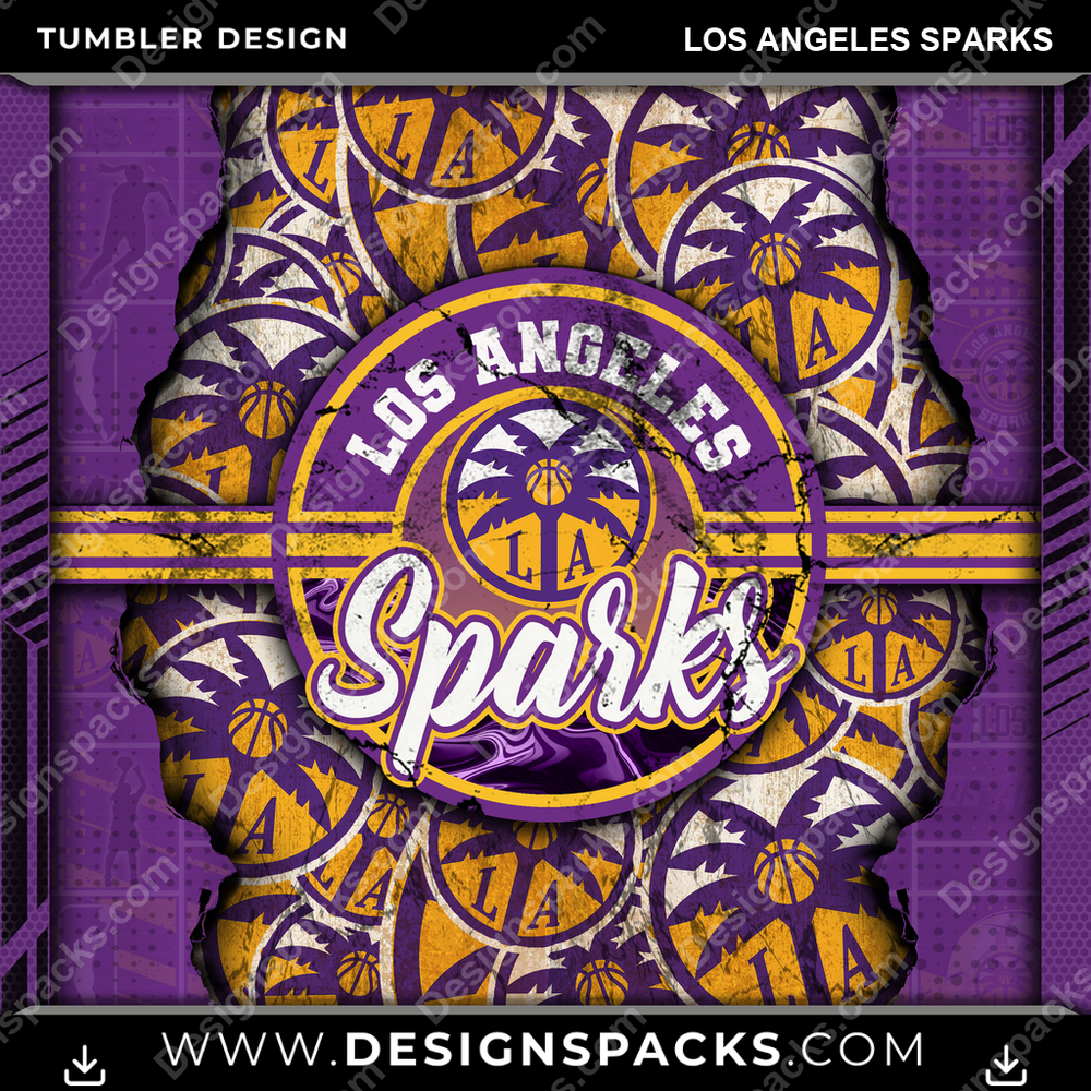 Basketball Ripped Los Angeles Sparks NBA Basketball Tumbler Digital Wrap Design Download