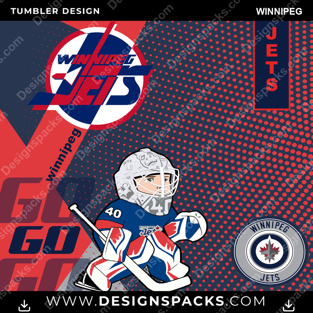 Ice Hockey GO Winnipeg Tumbler Digital Wrap Design