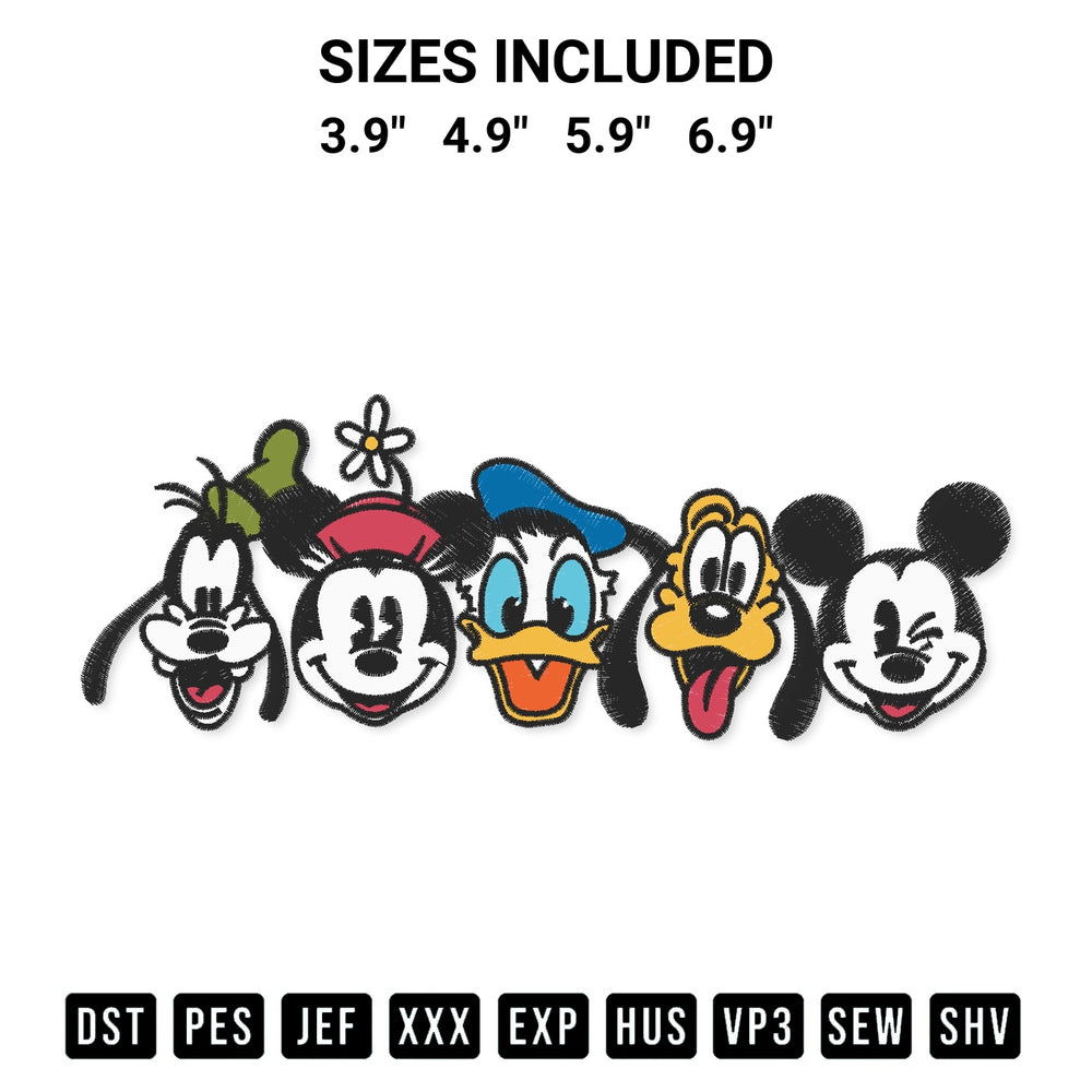 Shop the Mickey Mouse And Friends Embroidery Design machine embroidery pattern at Designspacks.com. Beautifully digitized for flawless stitching on any fabric. Available sizes: 3.9", 4.9", 5.9", 6.9".