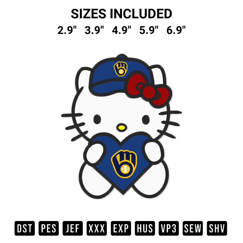 Elevate your next project with our Milwaukee Brewers Hello Kitty Embroidery Design embroidery file. Shop high-quality digital patterns instantly at Designspacks.com. Available sizes: 2.9", 3.9", 4.9", 5.9", 6.9".