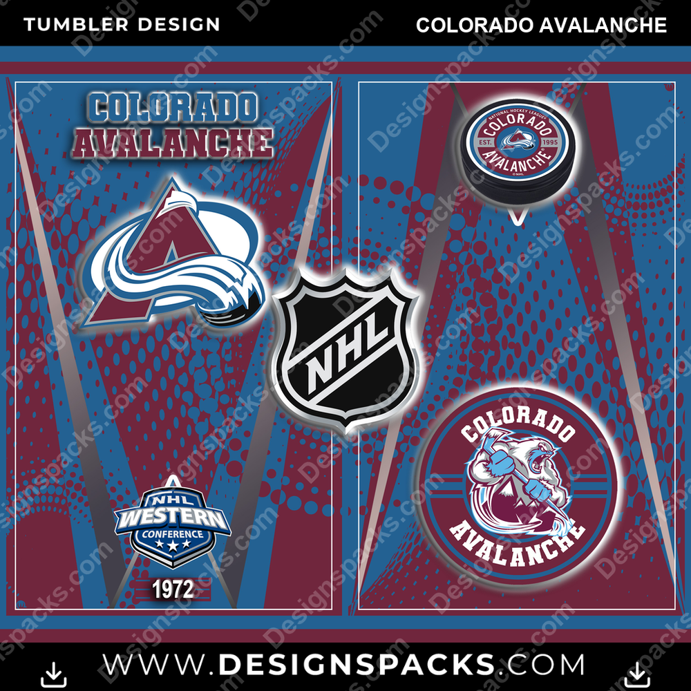 Ice Hockey Team Logo Colorado Avalanche NHL Hockey Tumbler Digital Wrap Design Download