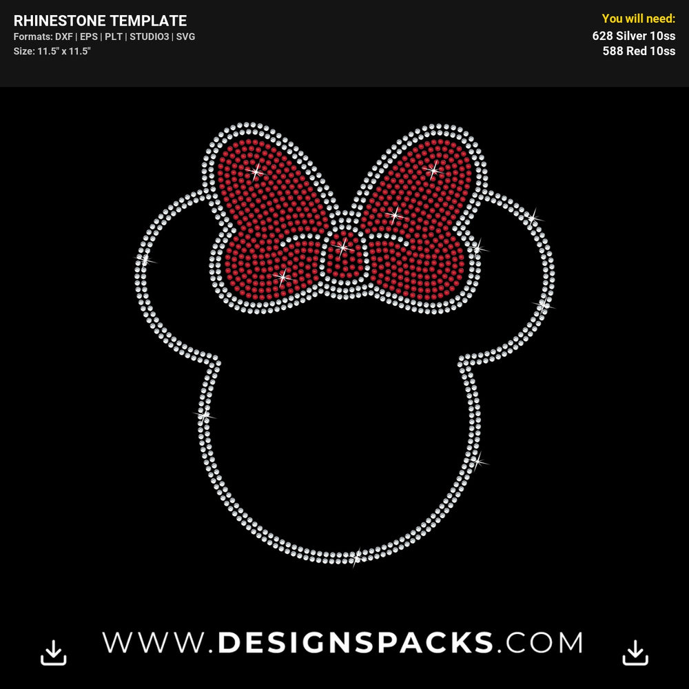 Minnie Face Outline File Rhinestone Digital Template